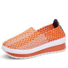 Summer Casual Woven Platform Sneakers Shoes For Women With Slip on Wedge Sneakers