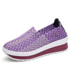 Summer Casual Woven Platform Sneakers Shoes For Women With Slip on Wedge Sneakers