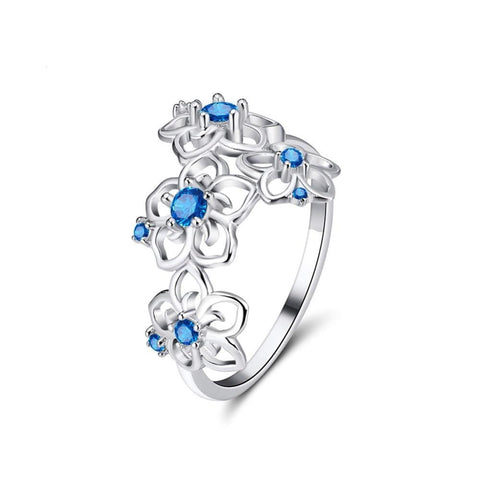 100% Real Sterling Silver Women Flower Rings