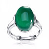 925 Sterling Silver Rings with Big Green/Red Natural Stone