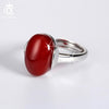925 Sterling Silver Rings with Big Green/Red Natural Stone