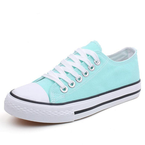 Students Comfortable Round Toe Lace up Low Top Flats Spring Canvas Shoes