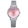 Silver Popular Pink Dial Flowers Wrist Watch For Women