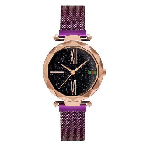 Magnet Starry sky Wrist Watch For Women With Rose Gold Color