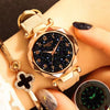 Star Sky Dial  Wrist Watch With Rose Gold Color For Women