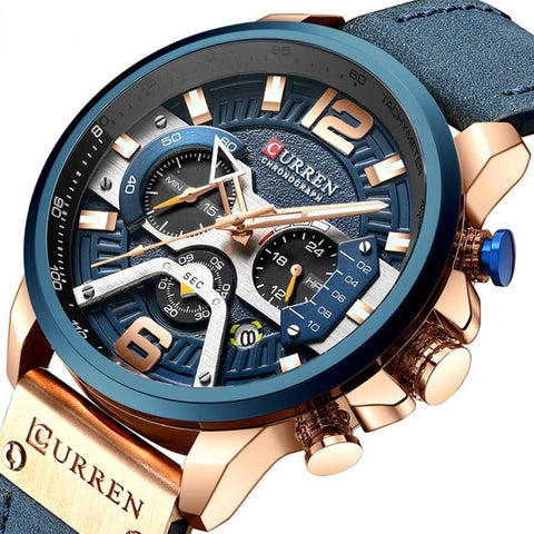 Men’s Watches Top Brand Leather Strap Waterproof