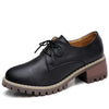 Med Heel Leather Laces With Round Toe Spring Oxford Shoes For Women