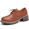 Med Heel Leather Laces With Round Toe Spring Oxford Shoes For Women