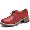 Med Heel Leather Laces With Round Toe Spring Oxford Shoes For Women