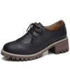 Med Heel Leather Laces With Round Toe Spring Oxford Shoes For Women