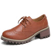 Med Heel Leather Laces With Round Toe Spring Oxford Shoes For Women
