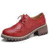 Med Heel Leather Laces With Round Toe Spring Oxford Shoes For Women