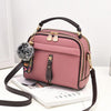 PU Leather Cross-body Shoulder Handbag With Fur Ball
