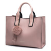 Premium Quality PU Leather Tote Handbag with Fur Ball
