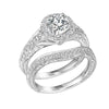 2Pcs 925 Sterling Silver Round CZ Bridal Set Wedding Engagement Ring