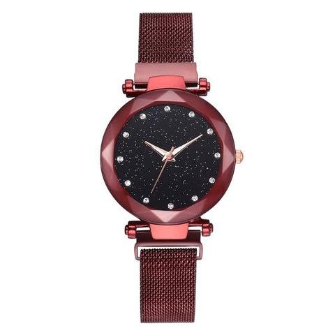 Luxury Magnet Buckle Starry Bracelet Wrist Watches For Women With Black Design