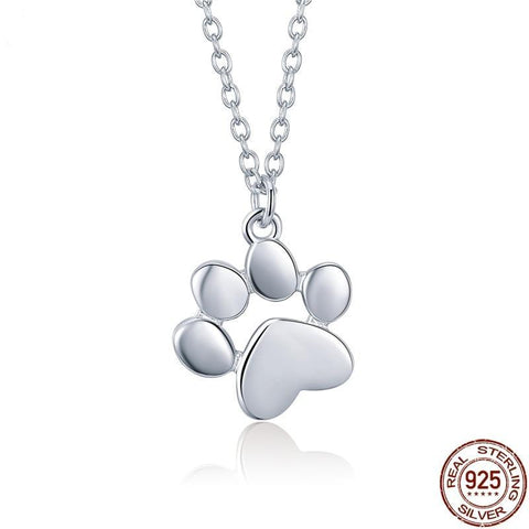 Cute Animal Footprints With Genuine 925 Sterling Silver Pendants For Women Silver