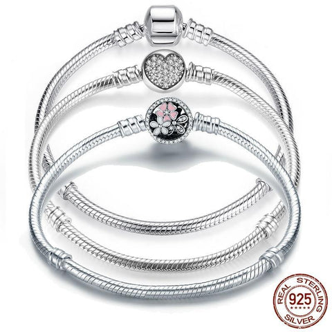 Genuine Bracelet 925 Sterling Silver Jewelry With Snake Chain Bangle & Bracelet For Women