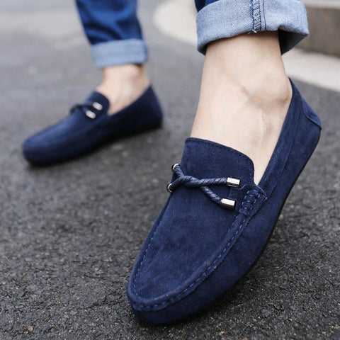 Men's Casual Loafers Comfortable Flat Breathable Slip-On Soft Leather Driving Shoes