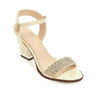 Chunky Heel Solid Footwear For Women With High Heel Bling Crystal Sandals