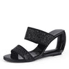 Genuine Leather High Heels New Summer Fashion Women Mules Wedge Shoes