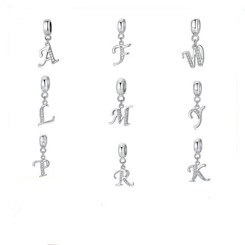 A-Z Letter Of The Alphabet With Crystal Pendan 925 Sterling Silver Jewelry For Women