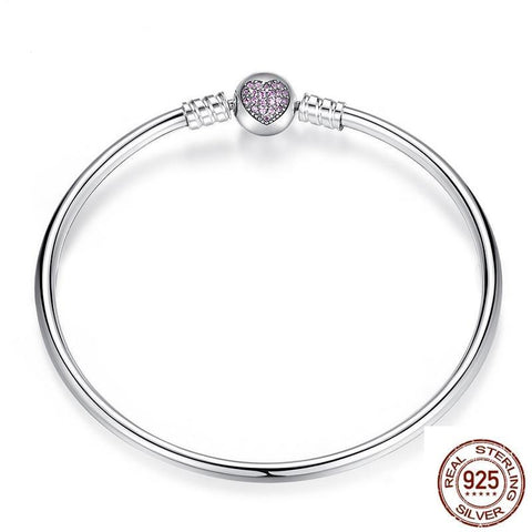 Snake Chain With Heart Bangle & Bracelet 925 Sterling Silver For Women