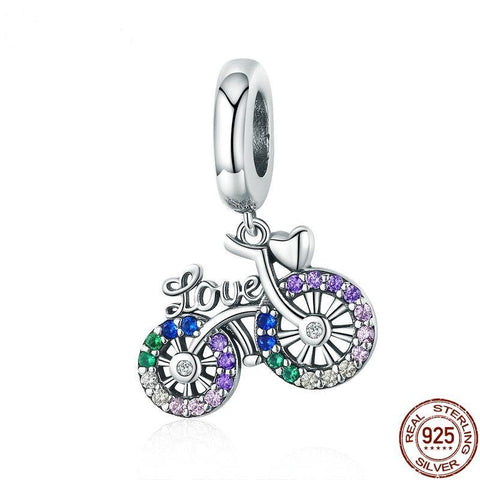 Crystal Bike Bicycle Shape Pendant With 925 Sterling Silver Jewelry For Women