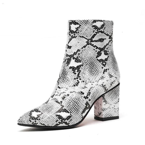 High Heels Women Ankle Zip Thick Heel Boots