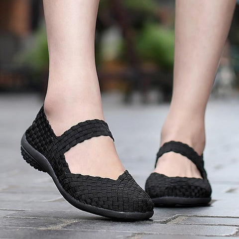 Summer Flats Loafers Women Woven Running Shoes