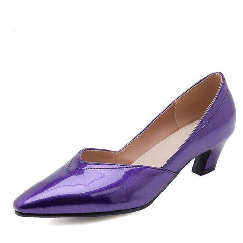Shallow Pumps Pointed Toe Footwear For Women With Thick Med Heels Shoes
