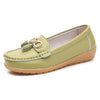 New Soft Leather Metallic Loafers Shoes For Women