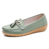 New Soft Leather Metallic Loafers Shoes For Women