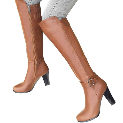 High Knee Fashion High Heels Round Boot For Women