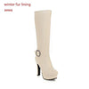 Long High Heels Boot Fashion Platform Shoes For Women With Round Boots