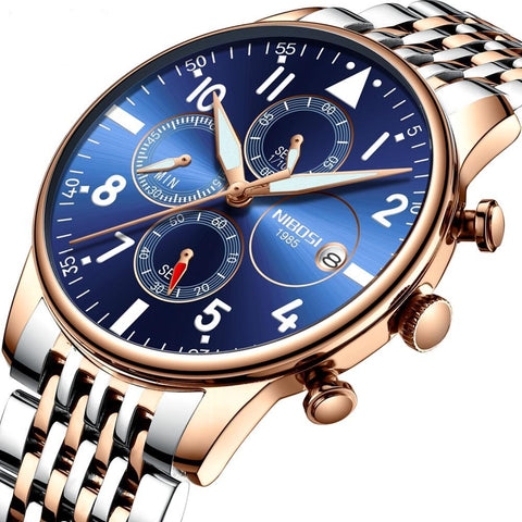 Luxury Gold Stainless Steel Sport Wrist Watch