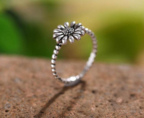 100% Real Original 925 Sterling Silver Dazzling Daisy Flower Ring