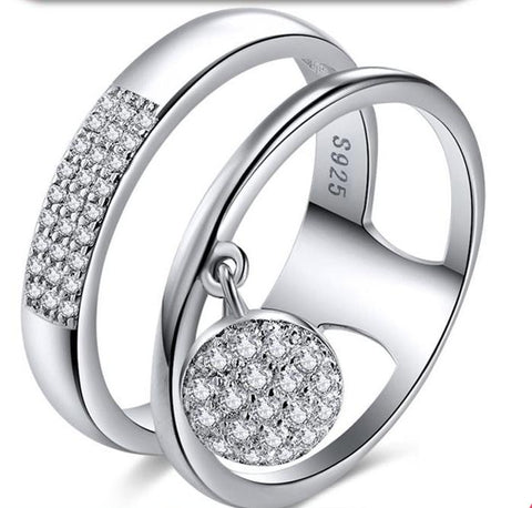 925 Sterling Silver Shiny Cubic Zircon Pave Setting Women Rings