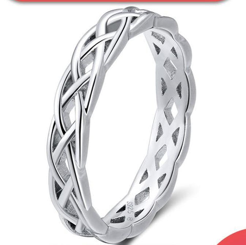925 Sterling Silver Unique Twisted Shape Round Wedding Band Rings